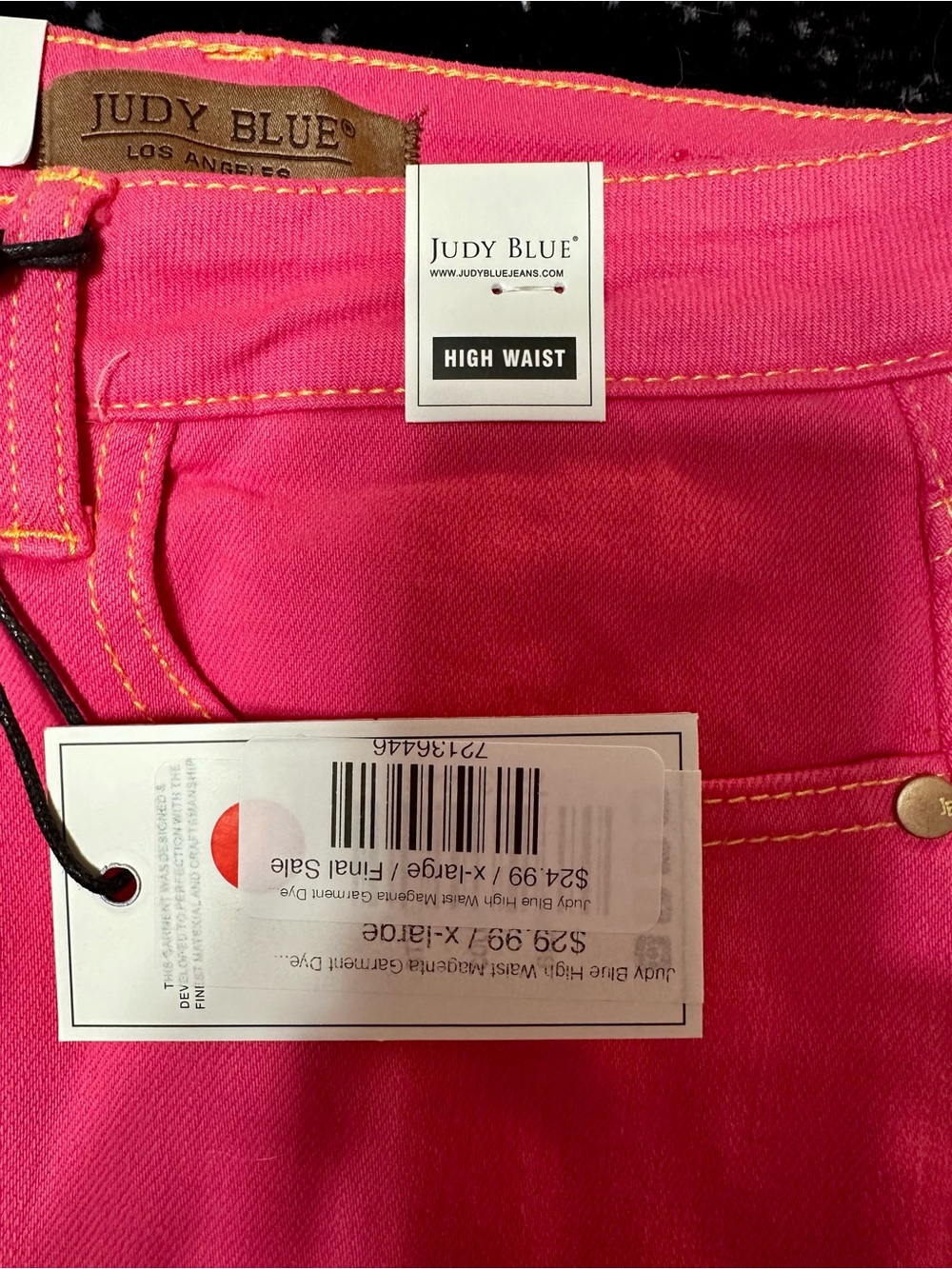 Judy Blue NWT XL High Waisted Magenta Garment Dyed Denim Shorts - Picture 3 of 7